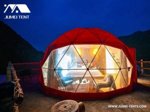 Stargazing glamping dome tent at night