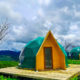 New Design Glamping Dome Tent with Spire Shape Wood Door