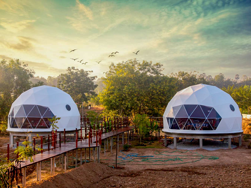 Two 7M Luxury Glamping dome tens in the resort