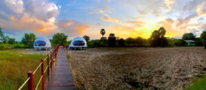 Glamping Domes in the Sunset