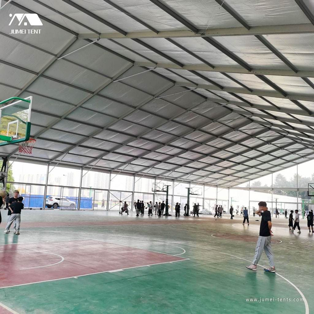 Inside the Large Clearspan Tent for 4 Basketball Courts