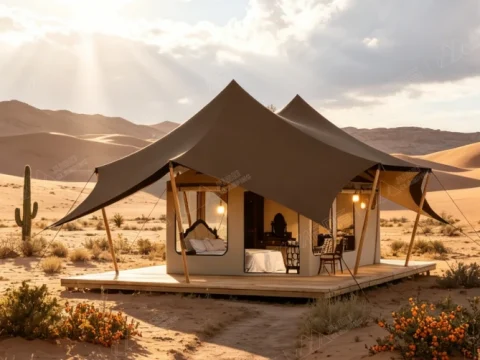 Stretch Tent Canvas: Wind Resistance & Desert Living Advantages缩略图